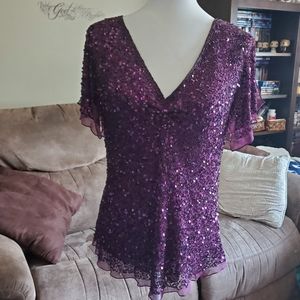 Arianna Papell Boutique purple sequin top